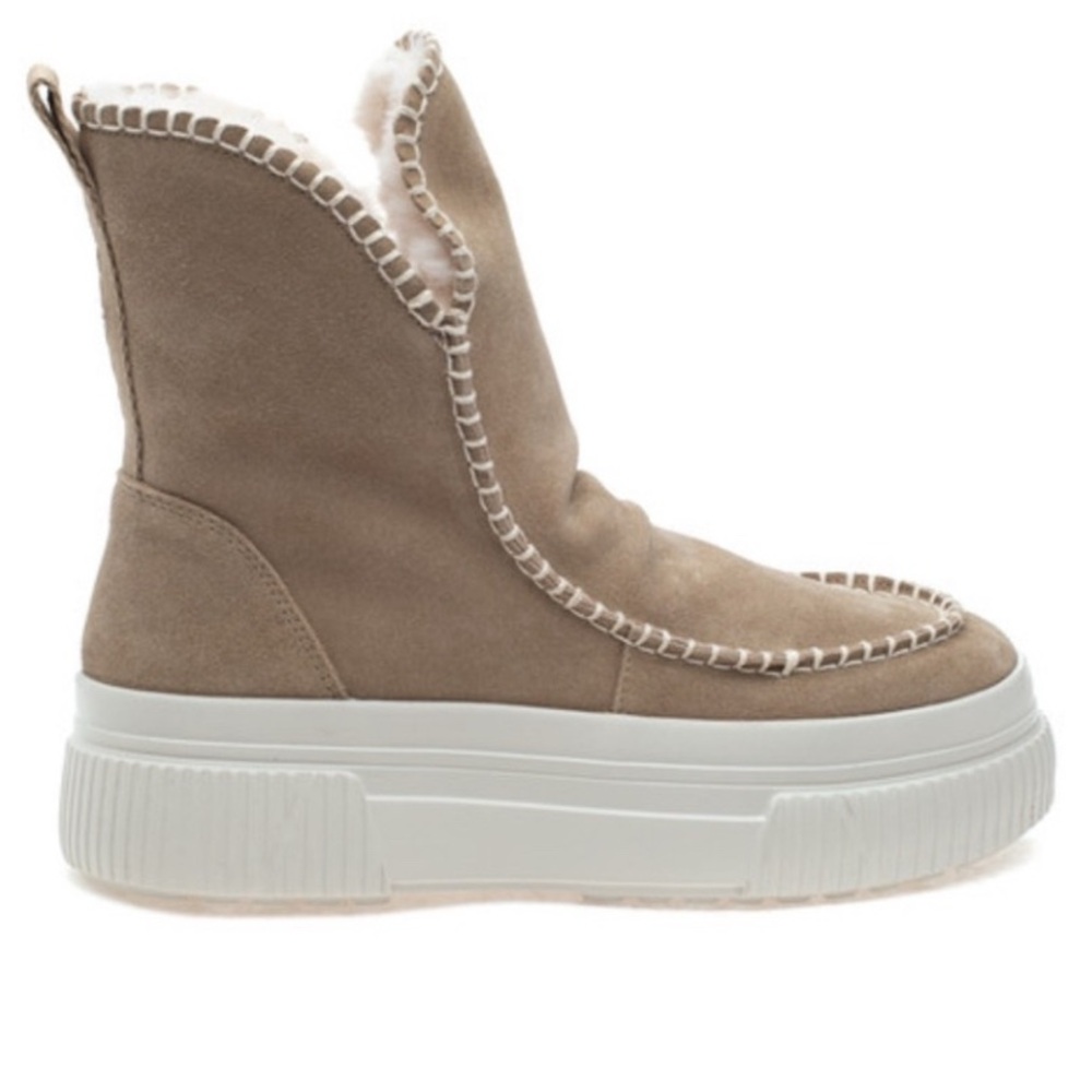 NWT J/Slides Women's Taupe Ely Suede & Faux Fur Ankle Boots 8.5 New in Box